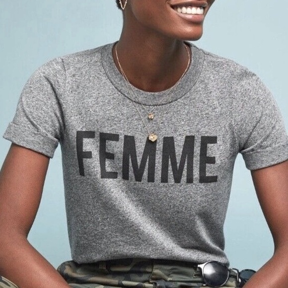 Anthropology Sol Angeles graphic tee FEMME Grey XS - Picture 1 of 5